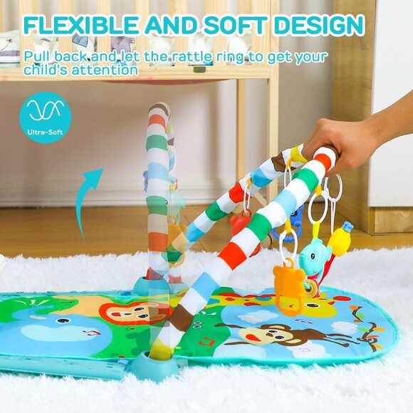 Adorable Baby Play Mat for Babies 0-6 Months - Tummy Time Mat Activity Center - Picture 7 of 9